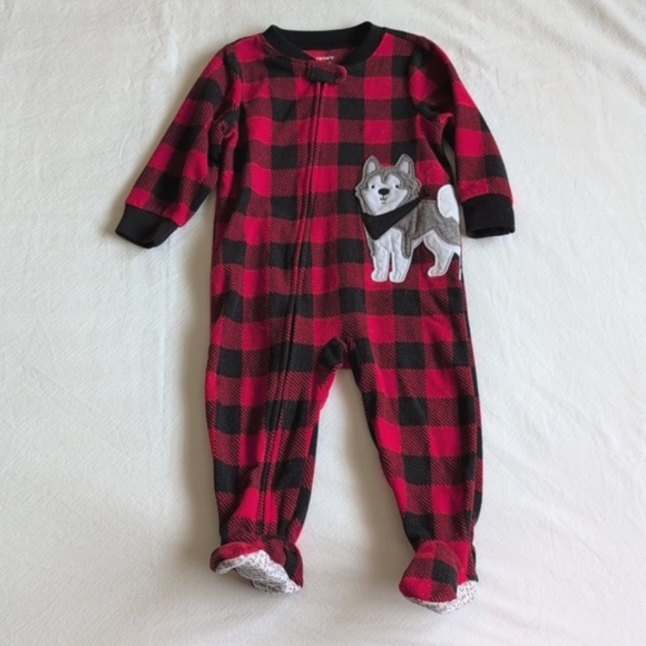 carter's 2-pack winter fleece zipper footie sleeper pajamas bundle 12 months - Picture 3 of 9